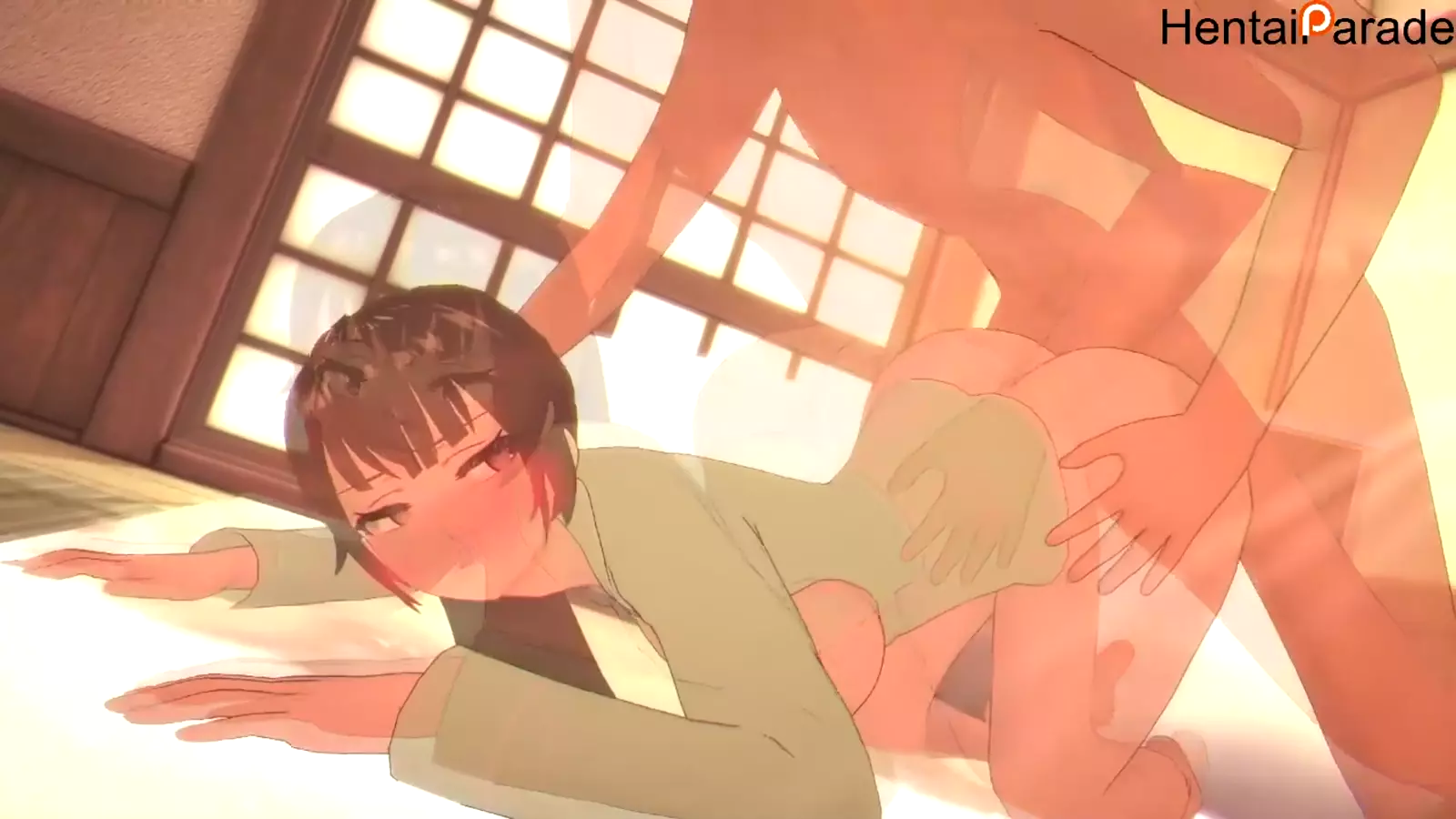 Siblings sharing a playful moment in anime an style